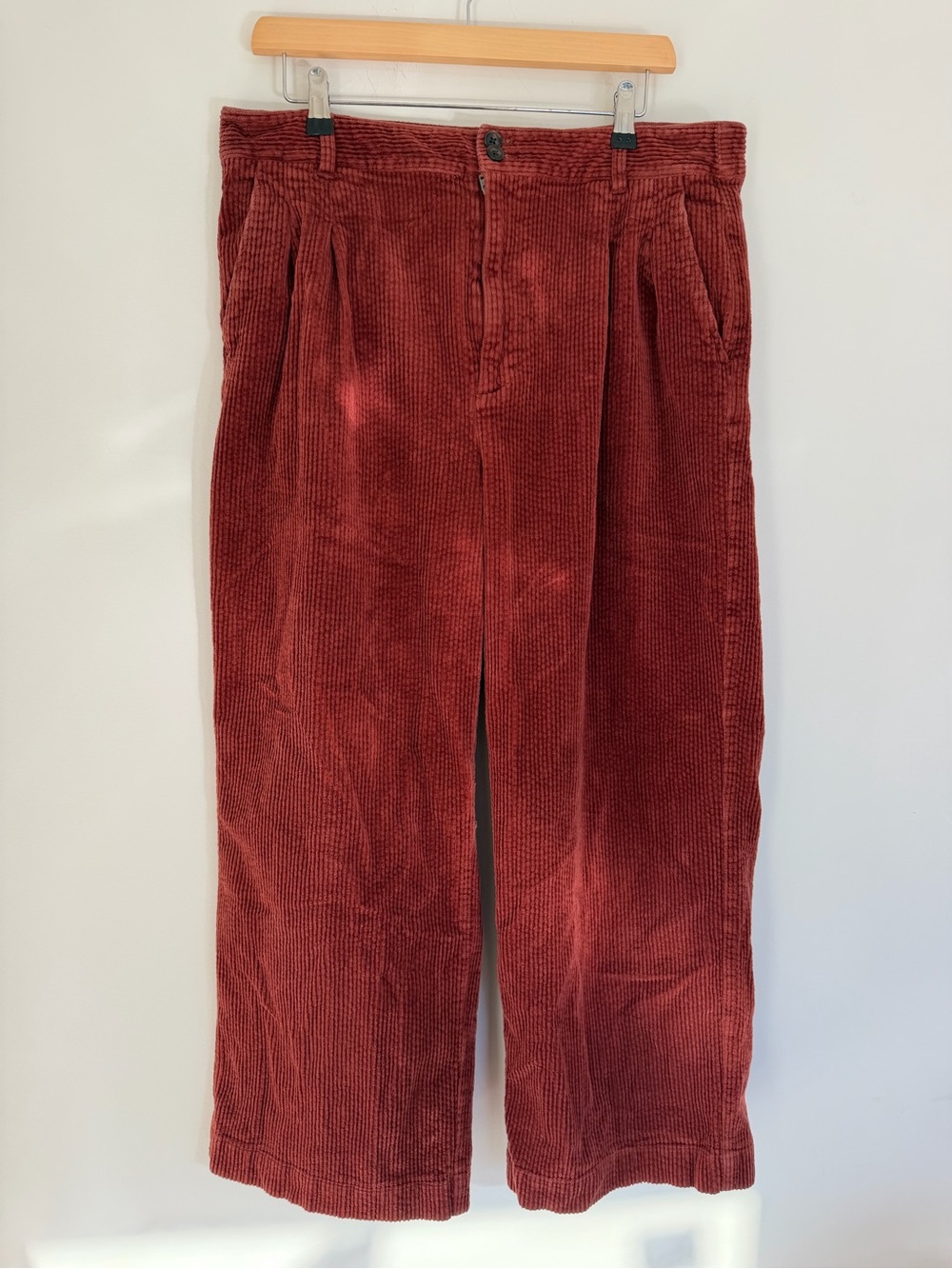 Madewell pleated Wide-Leg Corduroy Pants in Rust
